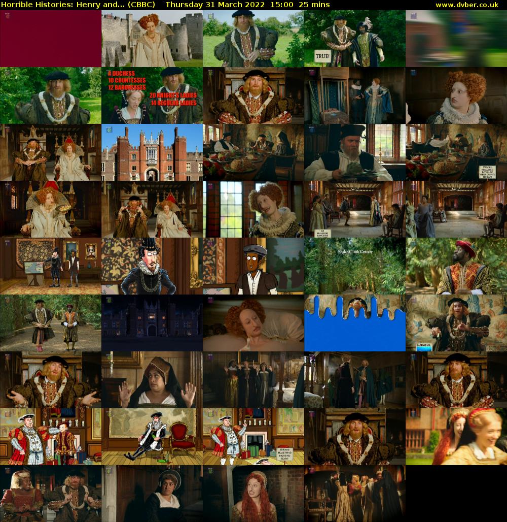 Horrible Histories: Henry and... (CBBC) Thursday 31 March 2022 15:00 - 15:25