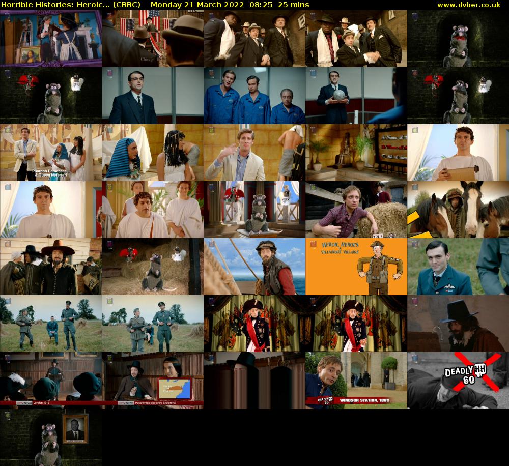 Horrible Histories: Heroic... (CBBC) Monday 21 March 2022 08:25 - 08:50