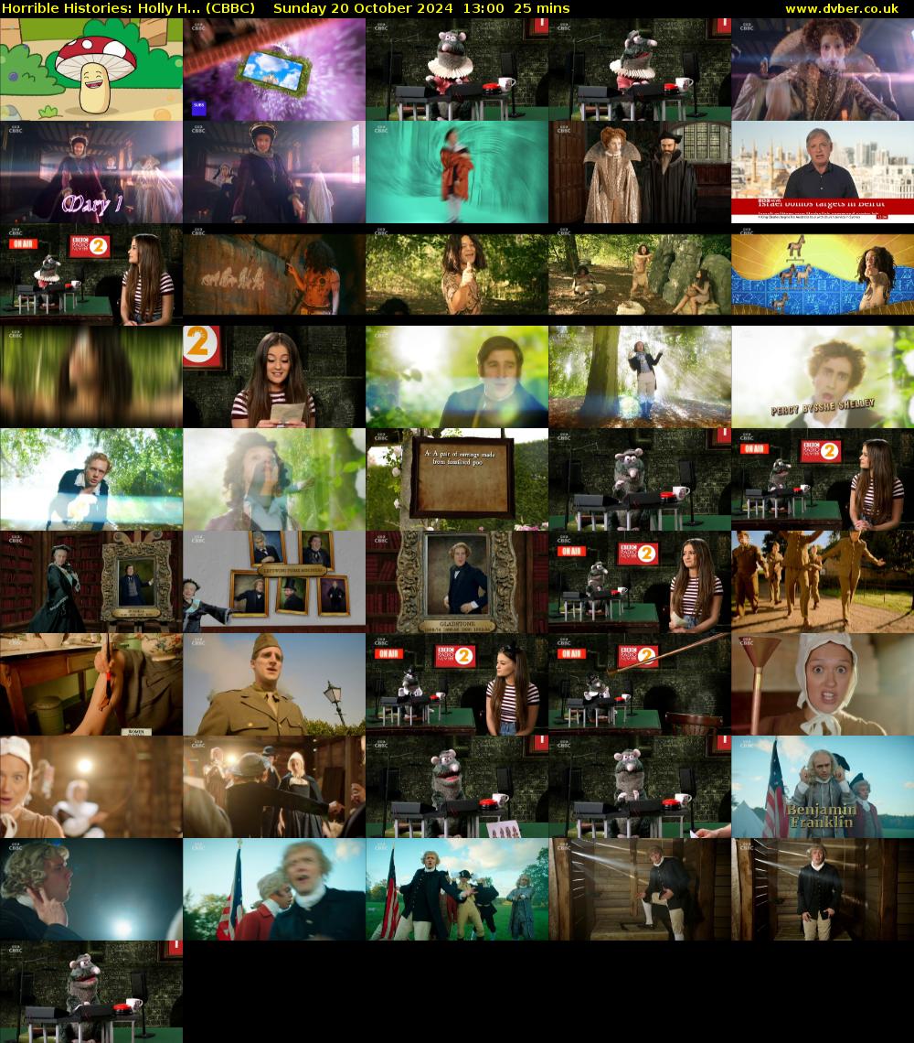 Horrible Histories: Holly H... (CBBC) Sunday 20 October 2024 13:00 - 13:25