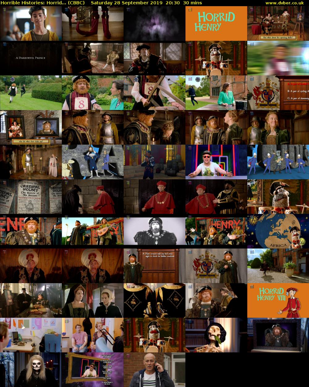 Horrible Histories: Horrid... (CBBC) Saturday 28 September 2019 20:30 - 21:00