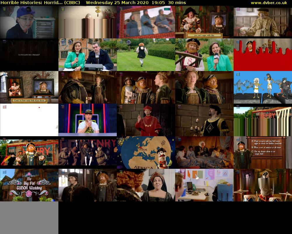 Horrible Histories: Horrid... (CBBC) Wednesday 25 March 2020 19:05 - 19:35