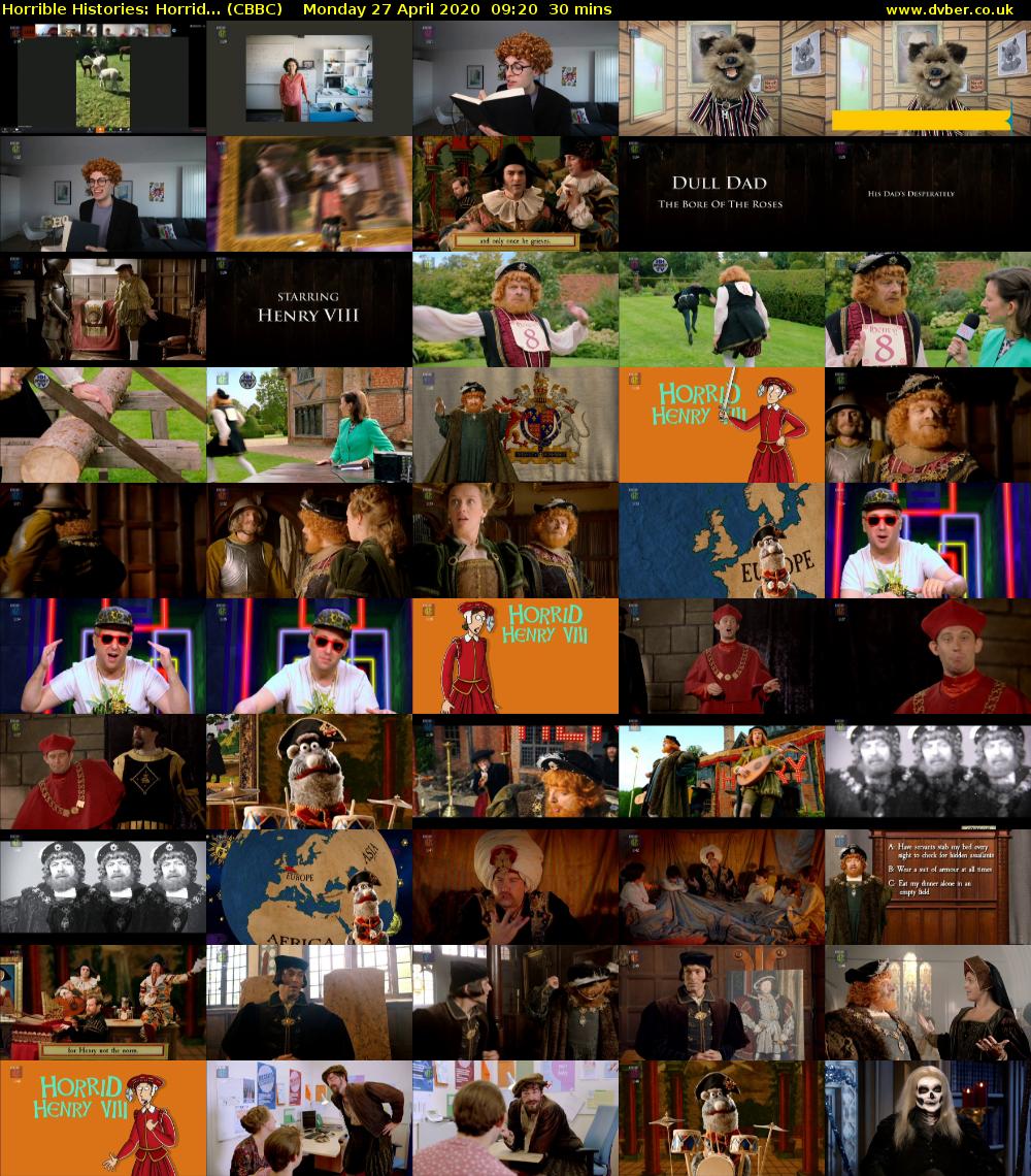 Horrible Histories: Horrid... (CBBC) Monday 27 April 2020 09:20 - 09:50