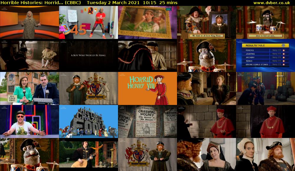 Horrible Histories: Horrid... (CBBC) Tuesday 2 March 2021 10:15 - 10:40
