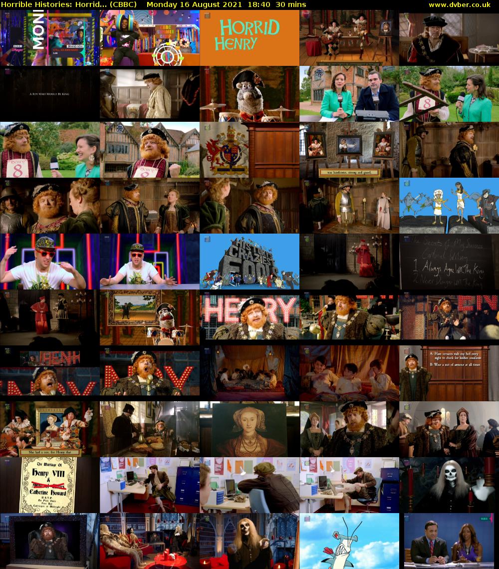 Horrible Histories: Horrid... (CBBC) Monday 16 August 2021 18:40 - 19:10