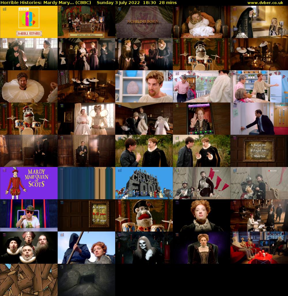 Horrible Histories: Mardy Mary... (CBBC) Sunday 3 July 2022 18:30 - 18:58