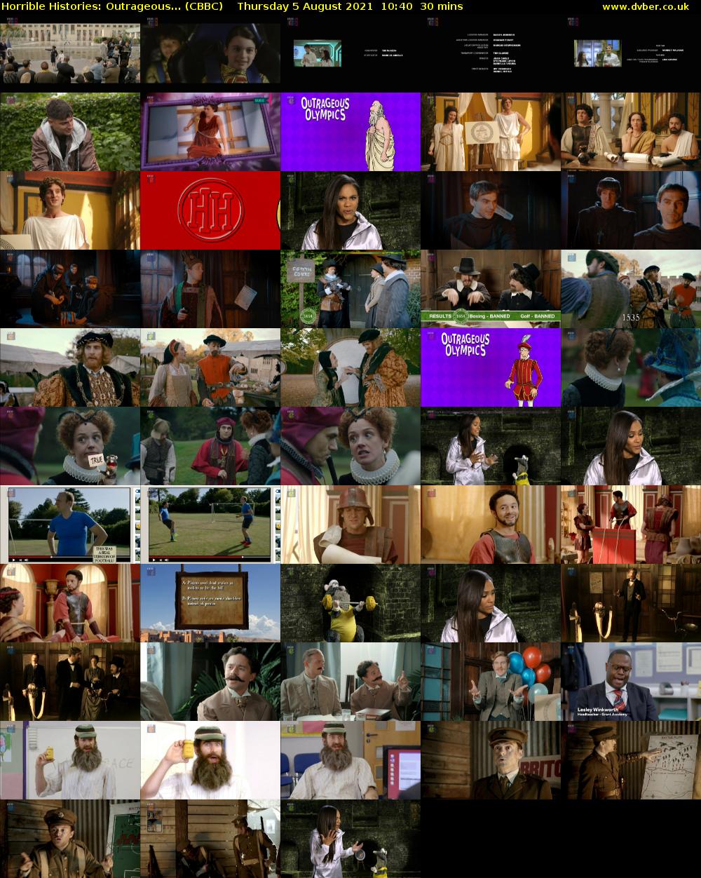 Horrible Histories: Outrageous... (CBBC) Thursday 5 August 2021 10:40 - 11:10