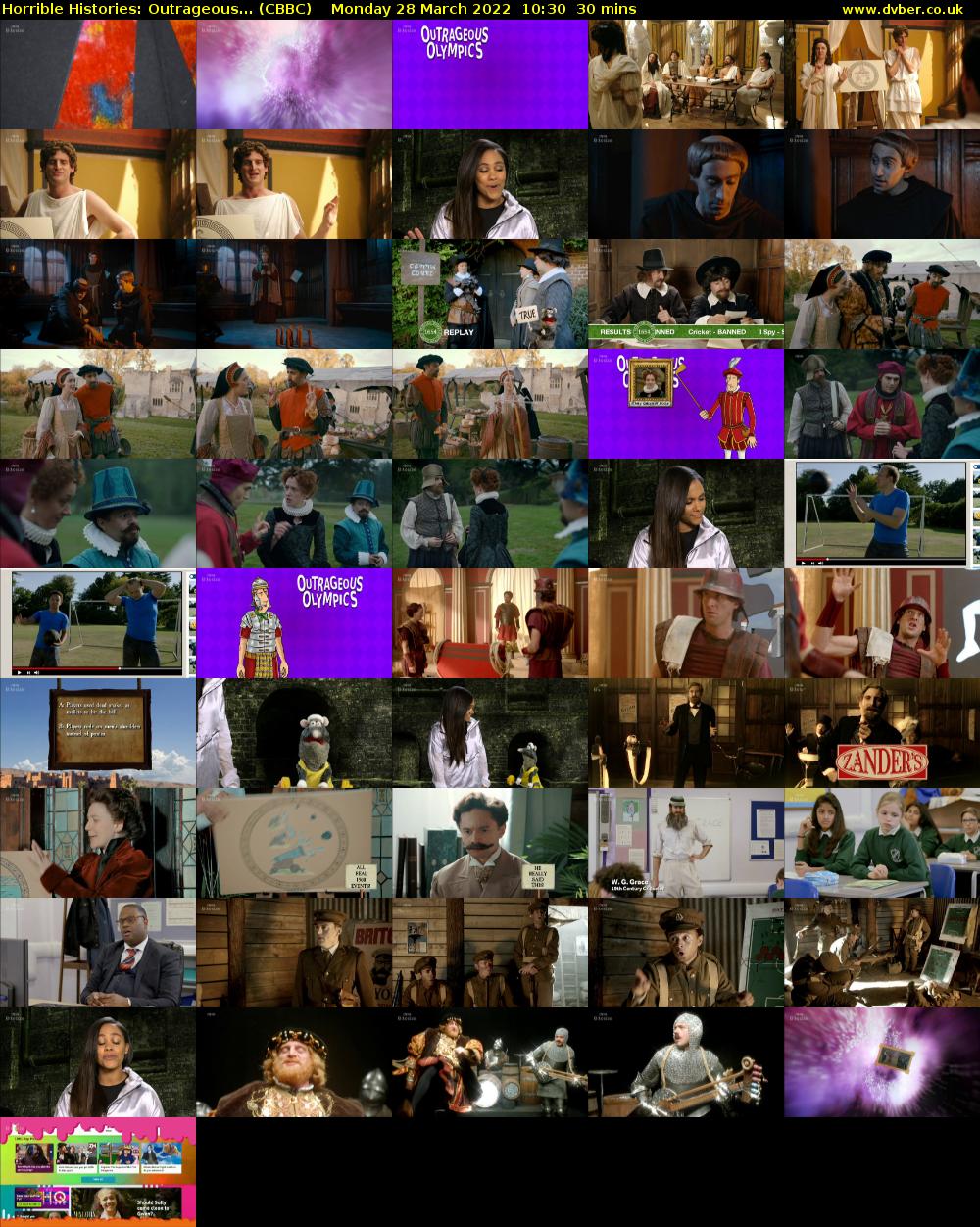 Horrible Histories: Outrageous... (CBBC) Monday 28 March 2022 10:30 - 11:00