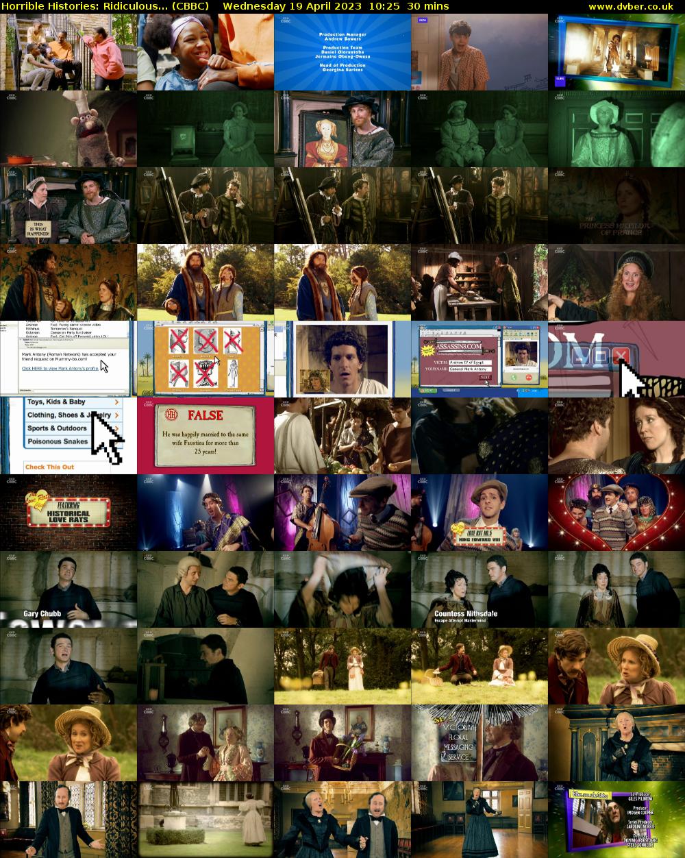 Horrible Histories: Ridiculous... (CBBC) Wednesday 19 April 2023 10:25 - 10:55