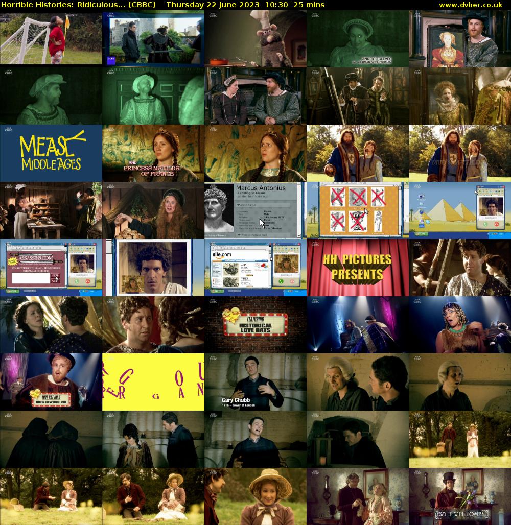 Horrible Histories: Ridiculous... (CBBC) Thursday 22 June 2023 10:30 - 10:55