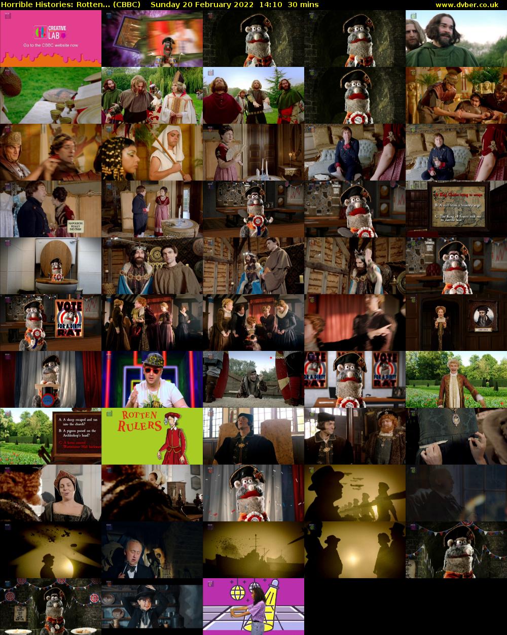 Horrible Histories: Rotten... (CBBC) Sunday 20 February 2022 14:10 - 14:40