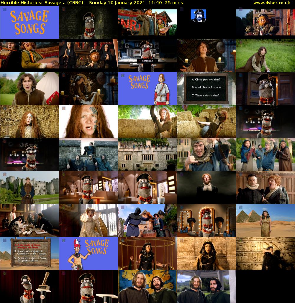 Horrible Histories: Savage... (CBBC) Sunday 10 January 2021 11:40 - 12:05