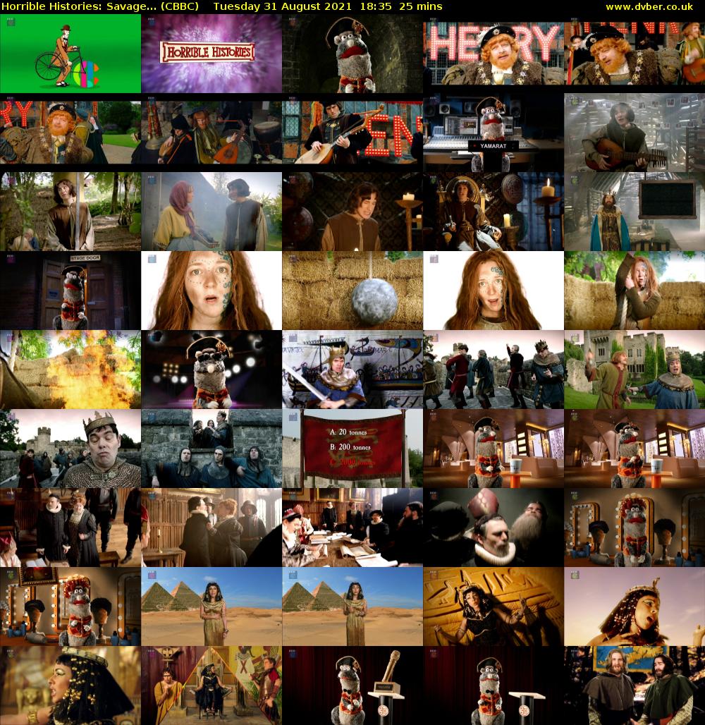 Horrible Histories: Savage... (CBBC) Tuesday 31 August 2021 18:35 - 19:00
