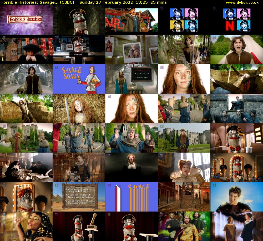 Horrible Histories: Savage... (CBBC) Sunday 27 February 2022 13:25 - 13:50