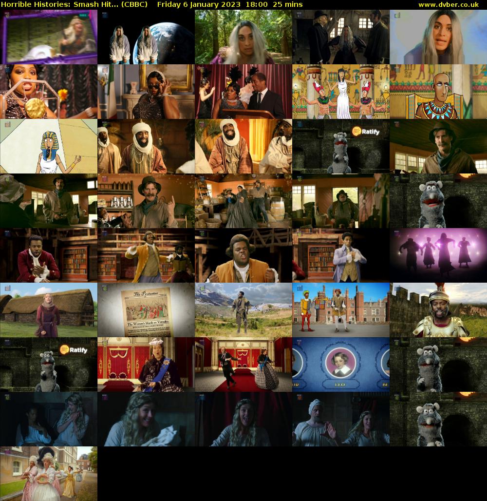 Horrible Histories: Smash Hit... (CBBC) Friday 6 January 2023 18:00 - 18:25