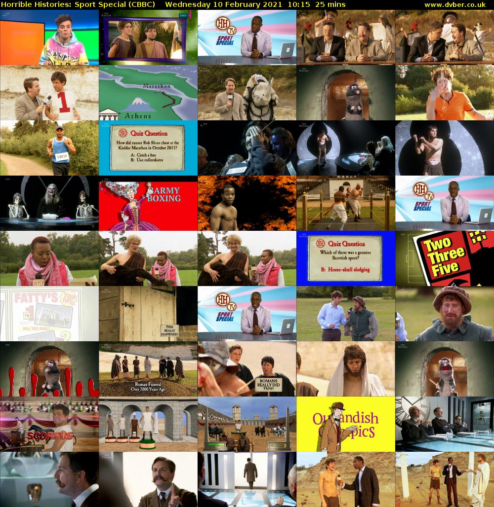 Horrible Histories: Sport Special (CBBC) Wednesday 10 February 2021 10:15 - 10:40
