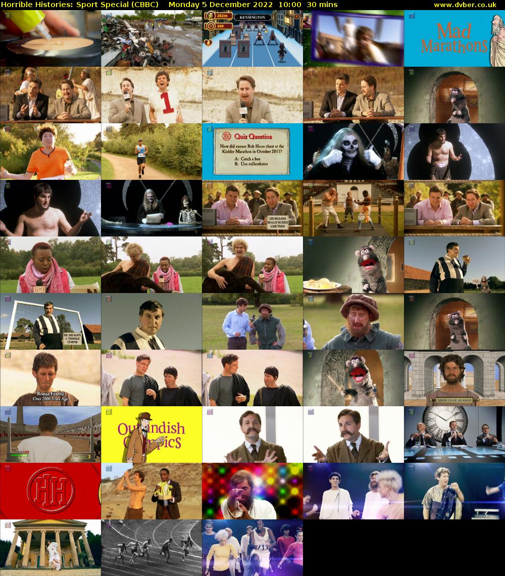 Horrible Histories: Sport Special (CBBC) Monday 5 December 2022 10:00 - 10:30