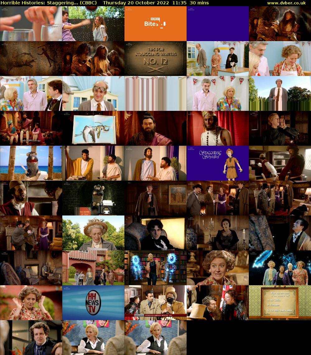 Horrible Histories: Staggering... (CBBC) Thursday 20 October 2022 11:35 - 12:05