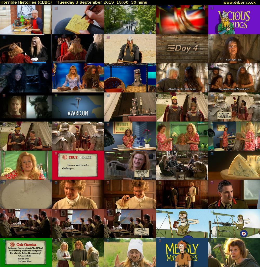Horrible Histories (CBBC) Tuesday 3 September 2019 19:00 - 19:30