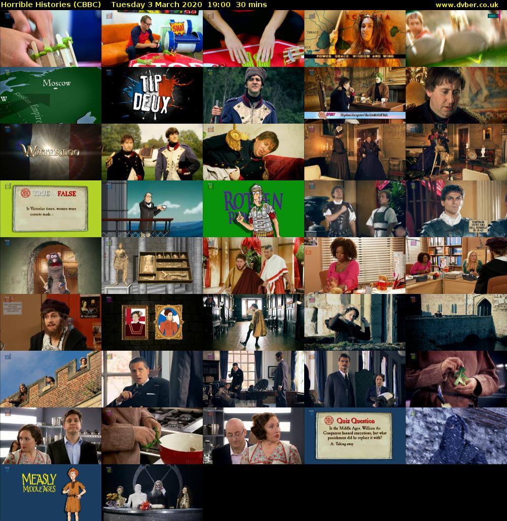 Horrible Histories (CBBC) Tuesday 3 March 2020 19:00 - 19:30