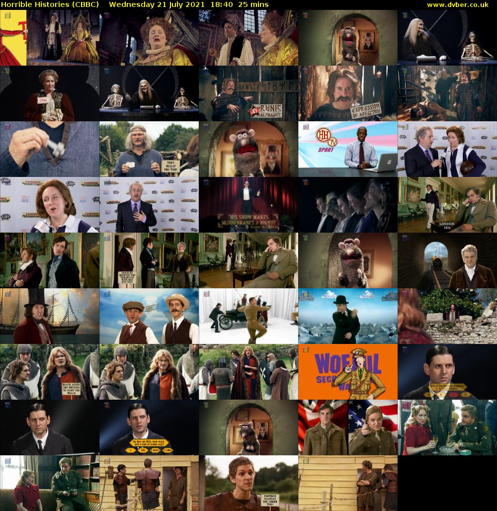 Horrible Histories (CBBC) Wednesday 21 July 2021 18:40 - 19:05