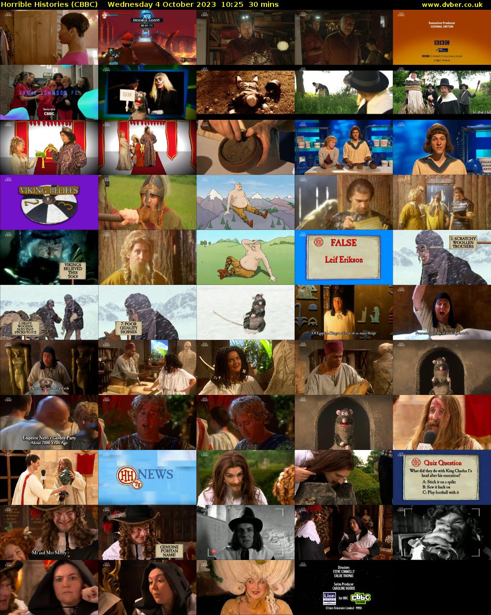 Horrible Histories (CBBC) Wednesday 4 October 2023 10:25 - 10:55
