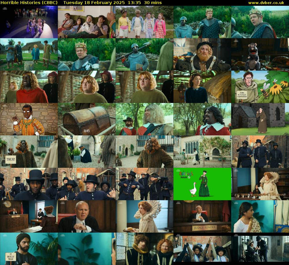 Horrible Histories (CBBC) Tuesday 18 February 2025 13:35 - 14:05