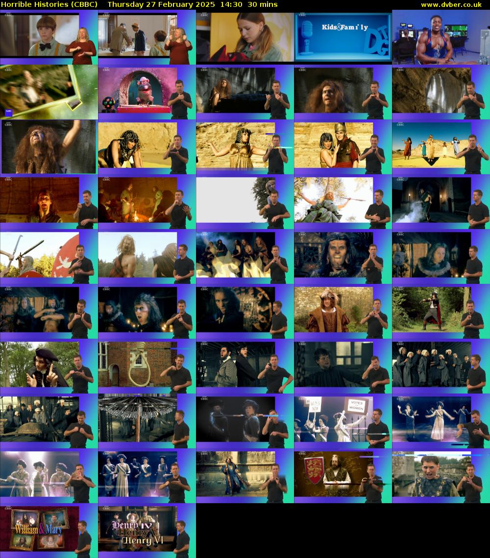 Horrible Histories (CBBC) Thursday 27 February 2025 14:30 - 15:00