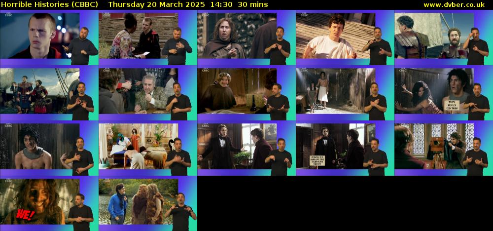 Horrible Histories (CBBC) Thursday 20 March 2025 14:30 - 15:00