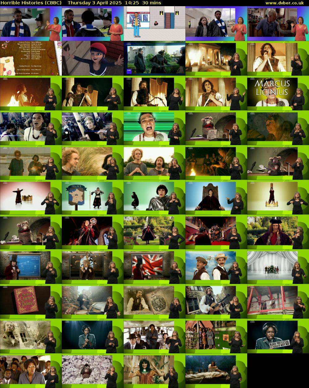 Horrible Histories (CBBC) Thursday 3 April 2025 14:25 - 14:55