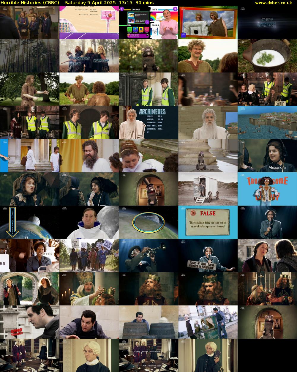 Horrible Histories (CBBC) Saturday 5 April 2025 13:15 - 13:45