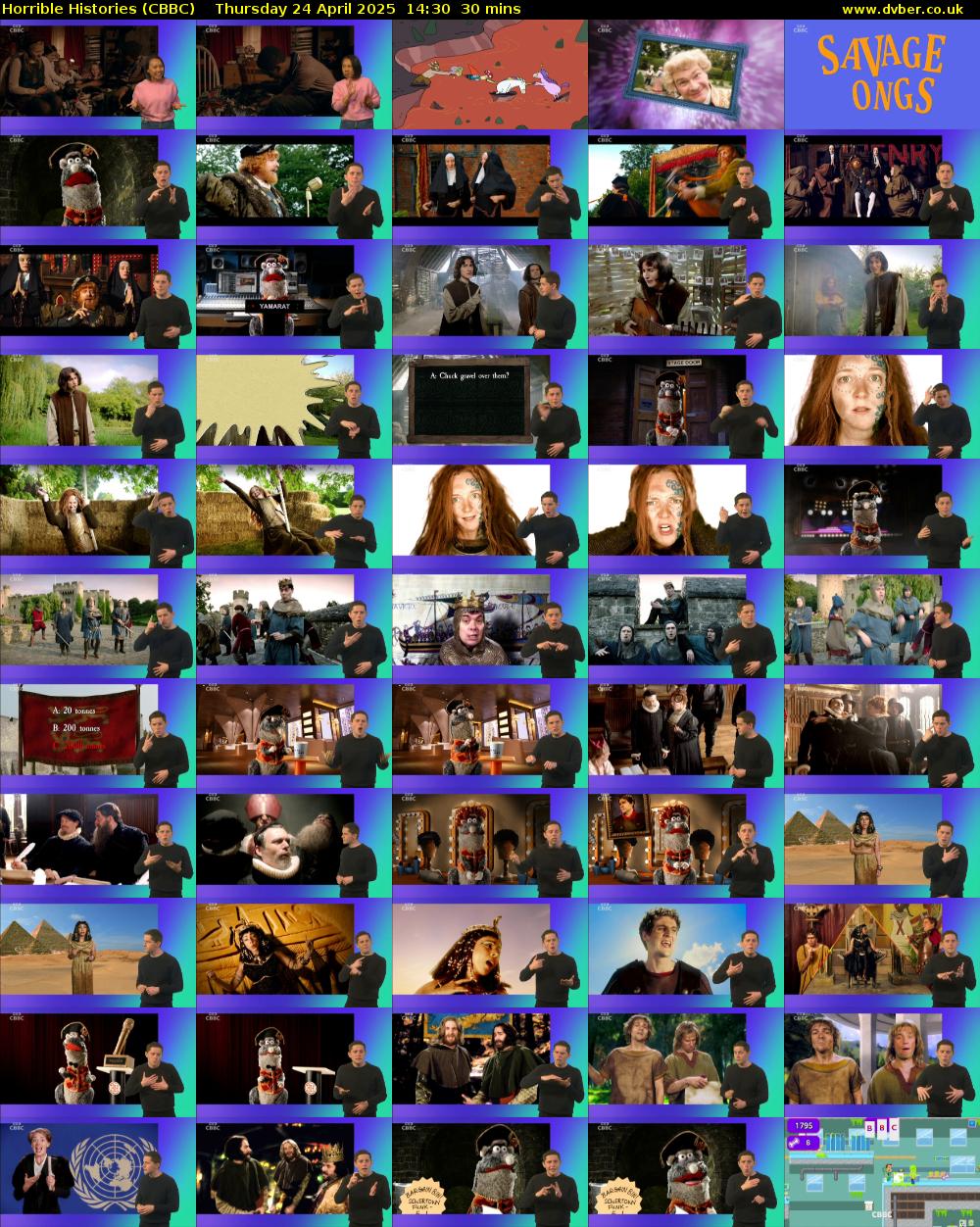 Horrible Histories (CBBC) Thursday 24 April 2025 14:30 - 15:00