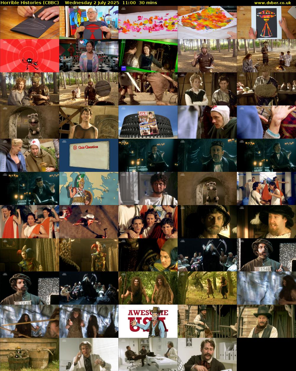 Horrible Histories (CBBC) Wednesday 2 July 2025 11:00 - 11:30