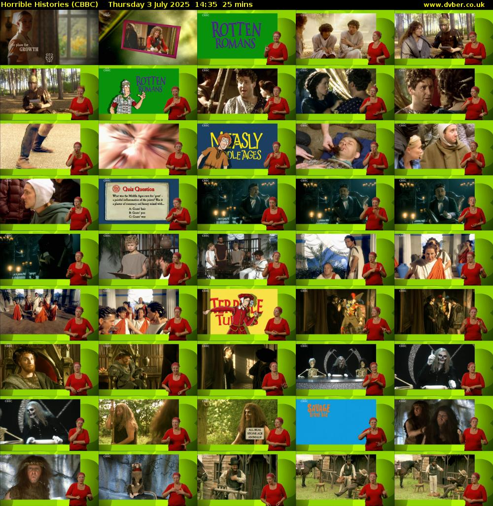 Horrible Histories (CBBC) Thursday 3 July 2025 14:35 - 15:00