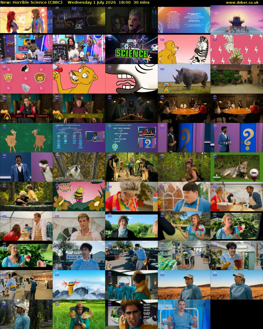 Horrible Science (CBBC) Wednesday 1 July 2026 18:00 - 18:30