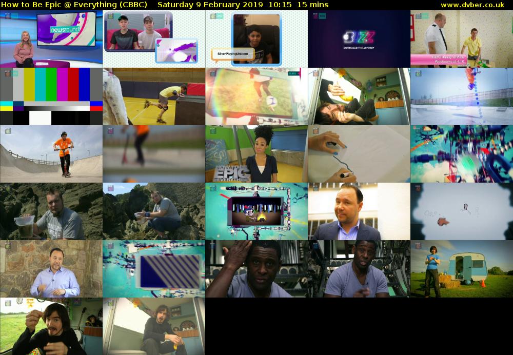 How to Be Epic @ Everything (CBBC) Saturday 9 February 2019 10:15 - 10:30