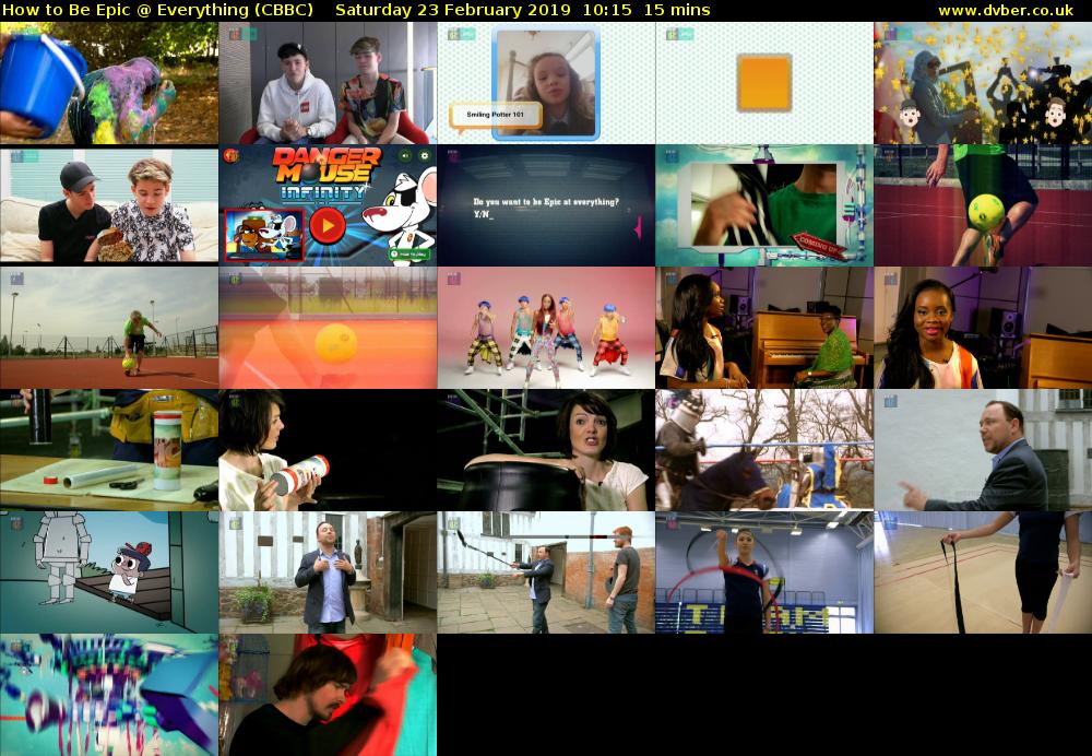 How to Be Epic @ Everything (CBBC) Saturday 23 February 2019 10:15 - 10:30