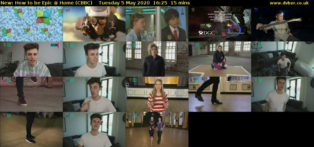 How to Be Epic @ Home (CBBC) Tuesday 5 May 2020 16:25 - 16:40