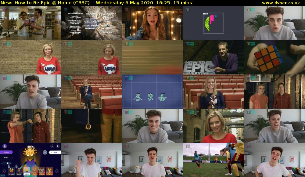 How to Be Epic @ Home (CBBC) Wednesday 6 May 2020 16:25 - 16:40