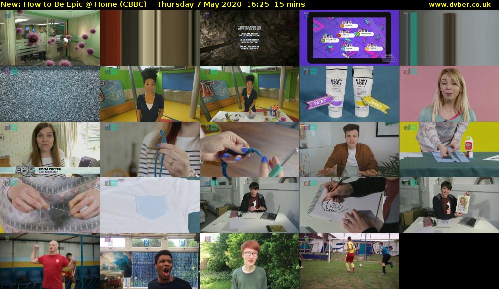 How to Be Epic @ Home (CBBC) Thursday 7 May 2020 16:25 - 16:40