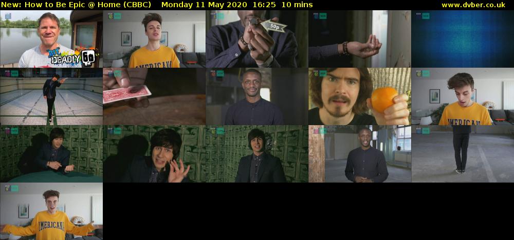 How to Be Epic @ Home (CBBC) Monday 11 May 2020 16:25 - 16:35