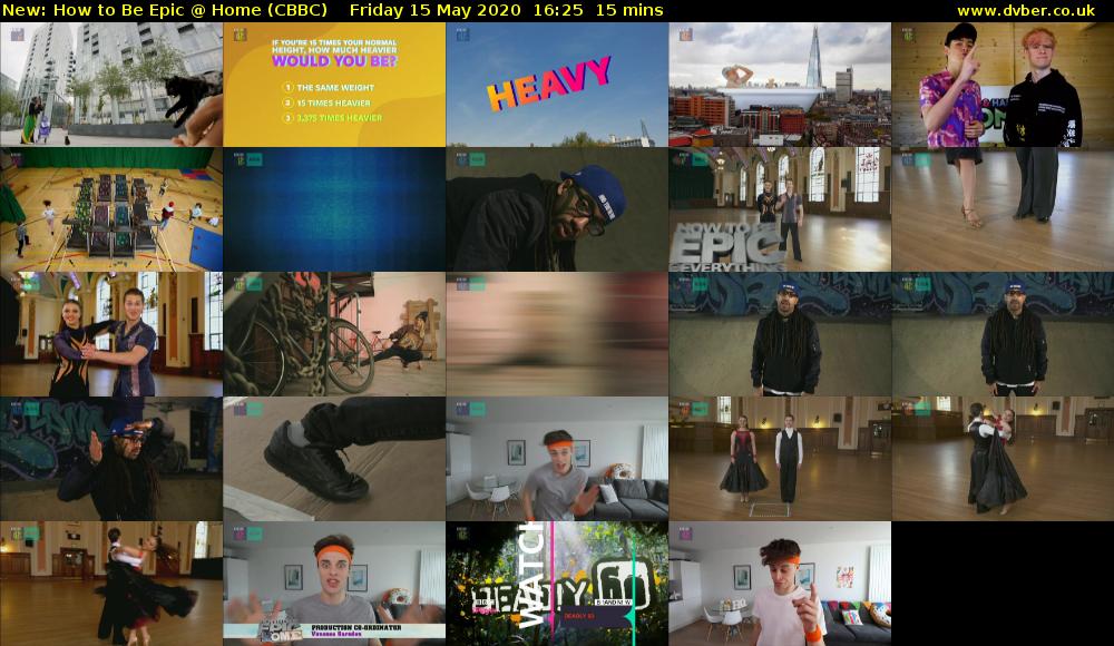 How to Be Epic @ Home (CBBC) Friday 15 May 2020 16:25 - 16:40