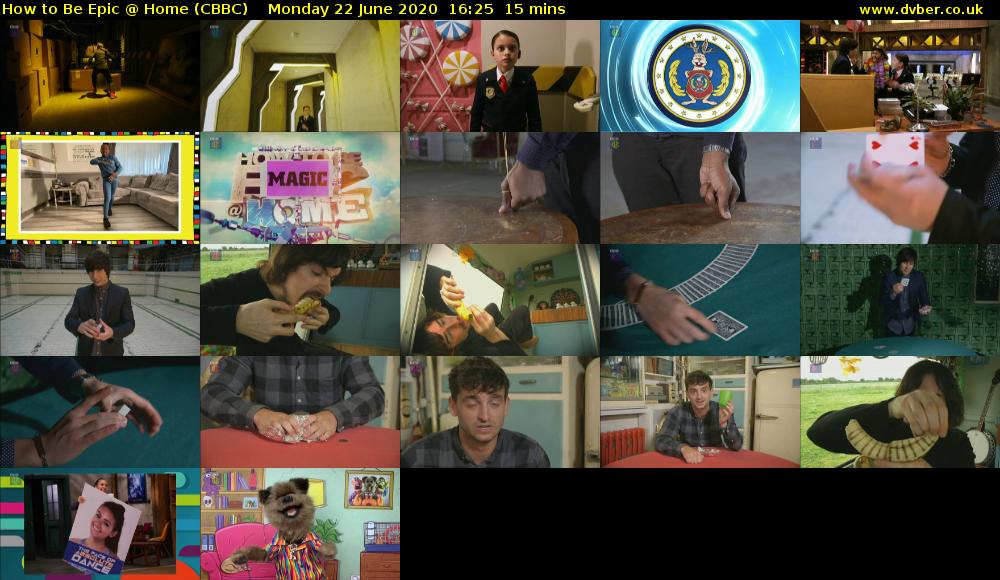 How to Be Epic @ Home (CBBC) Monday 22 June 2020 16:25 - 16:40