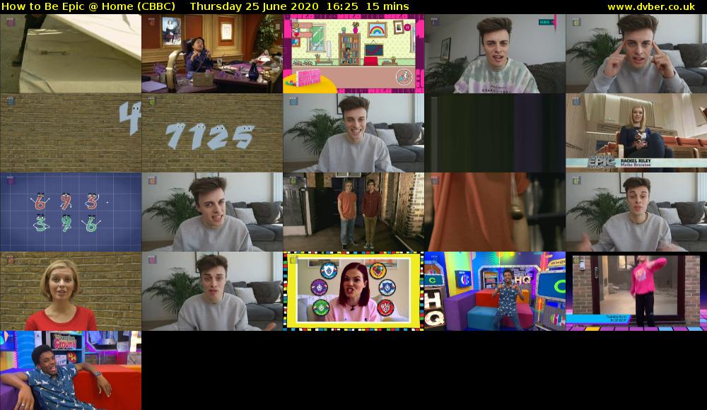 How to Be Epic @ Home (CBBC) Thursday 25 June 2020 16:25 - 16:40
