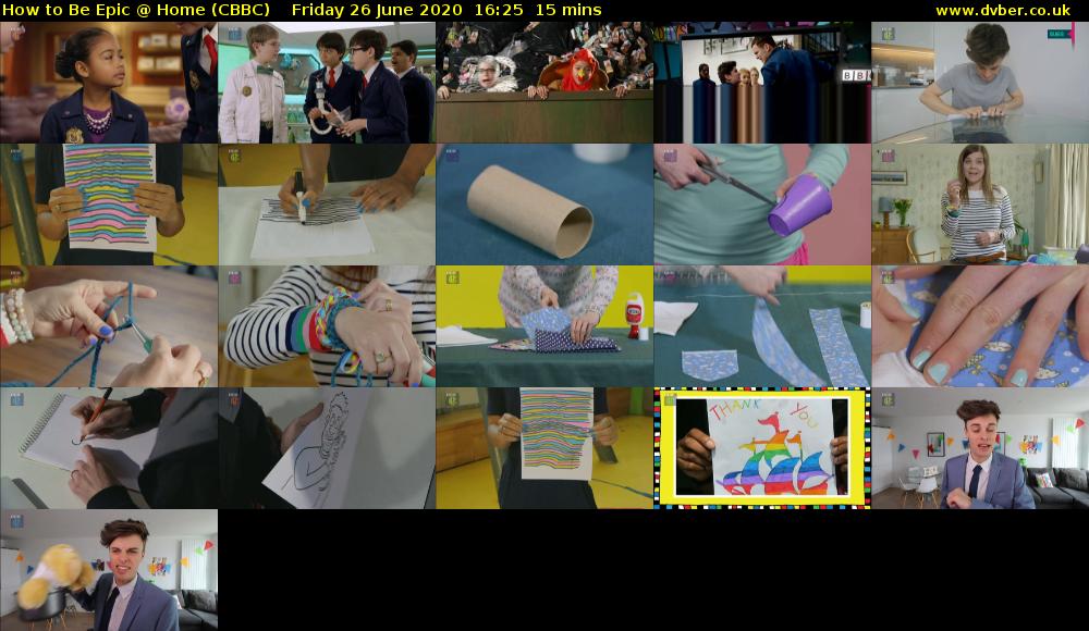 How to Be Epic @ Home (CBBC) Friday 26 June 2020 16:25 - 16:40