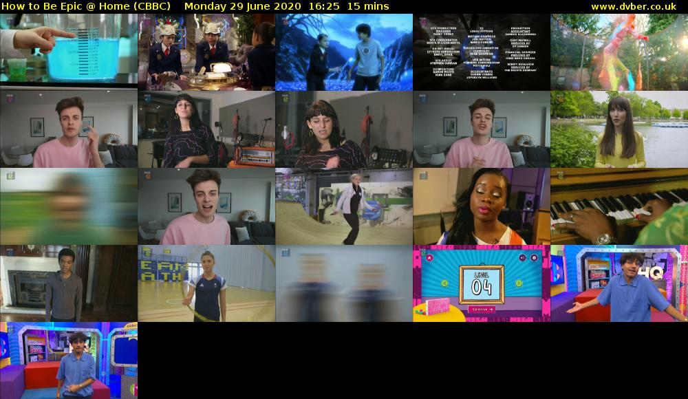 How to Be Epic @ Home (CBBC) Monday 29 June 2020 16:25 - 16:40