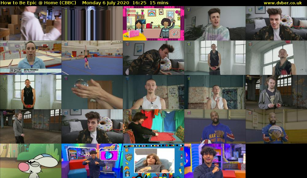 How to Be Epic @ Home (CBBC) Monday 6 July 2020 16:25 - 16:40