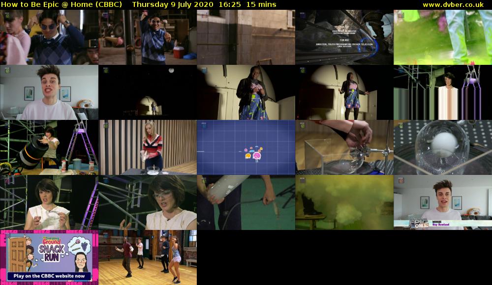 How to Be Epic @ Home (CBBC) Thursday 9 July 2020 16:25 - 16:40