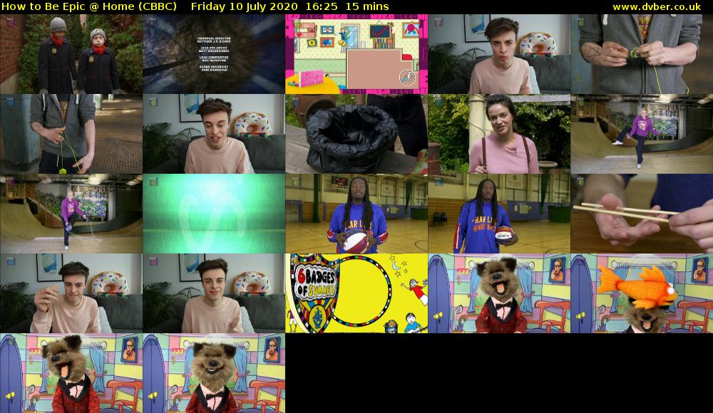 How to Be Epic @ Home (CBBC) Friday 10 July 2020 16:25 - 16:40