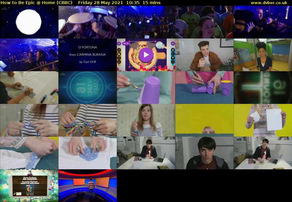 How to Be Epic @ Home (CBBC) Friday 28 May 2021 10:35 - 10:50