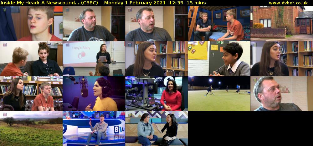 Inside My Head: A Newsround... (CBBC) Monday 1 February 2021 12:35 - 12:50